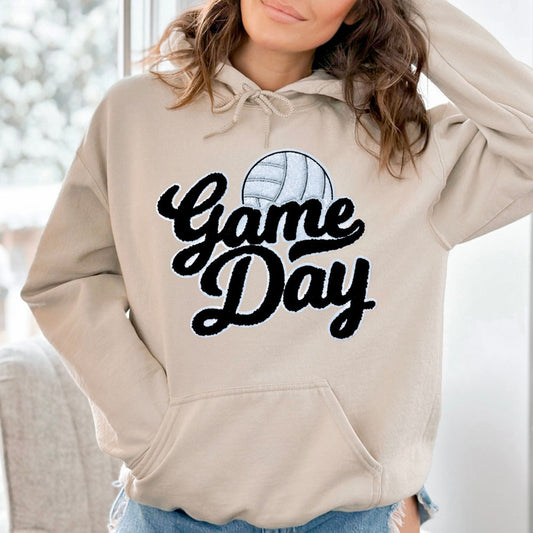 Game Day Volleyball Chenille Pach Hooded Sweatshirt